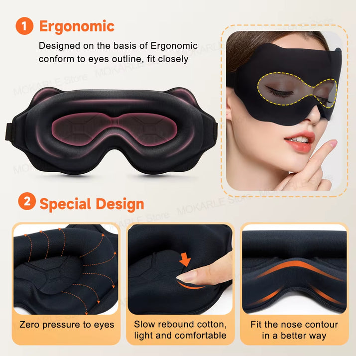 3D Sleeping Mask Block Out Light Sleep Mask for Eyes Soft Sleeping Aid Eye Mask for Travel Eyeshade Night Breathable Slaapmasker